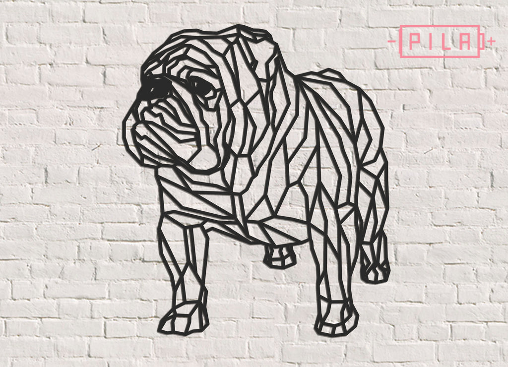 BullDog | Figura geométrica | Decoración pared | Hecha en madera