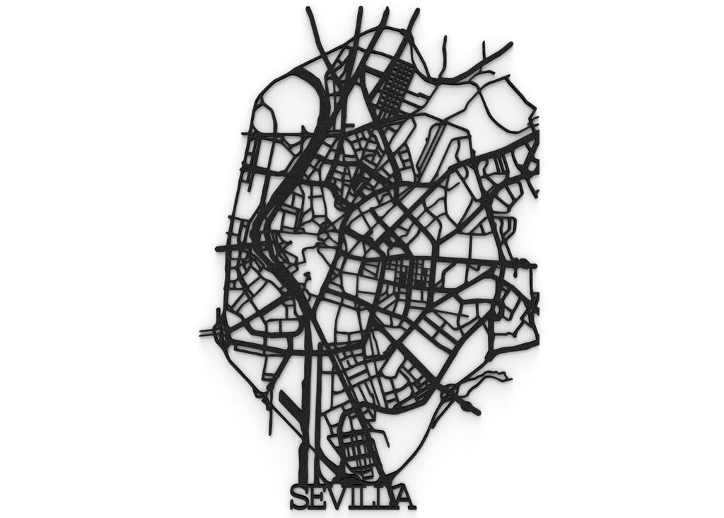 Callejero Sevilla | Figura geométrica | Decoración pared | Hecha en madera