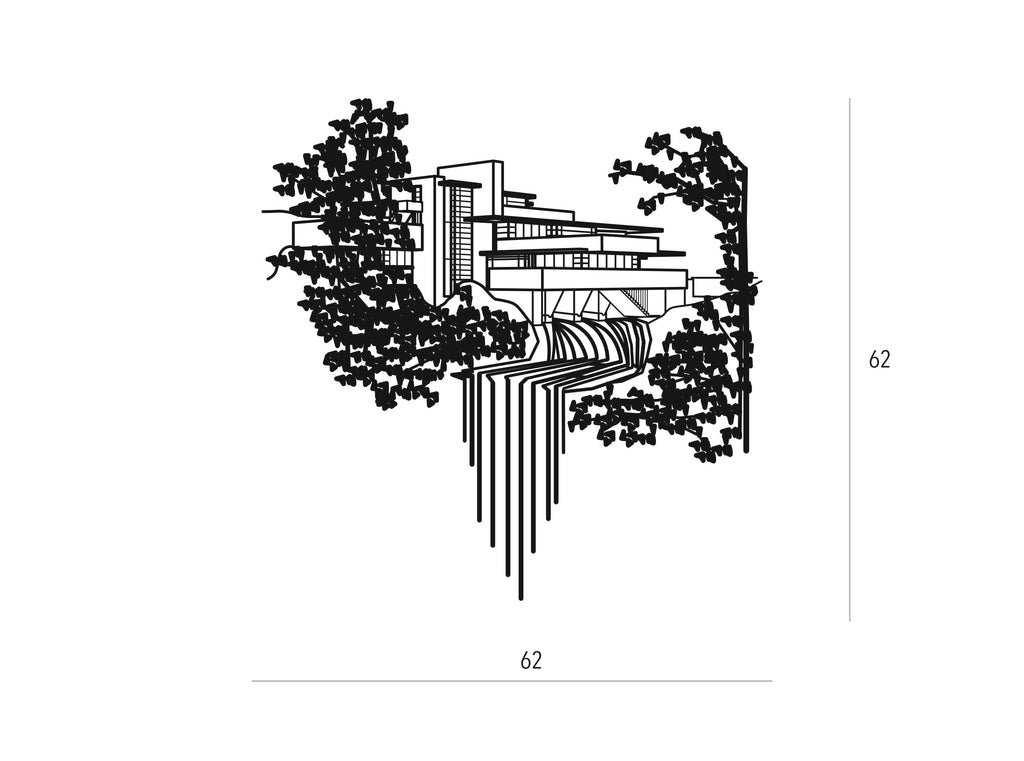 Casa de la cascada  | Figura geométrica | Decoración pared | Hecha en madera