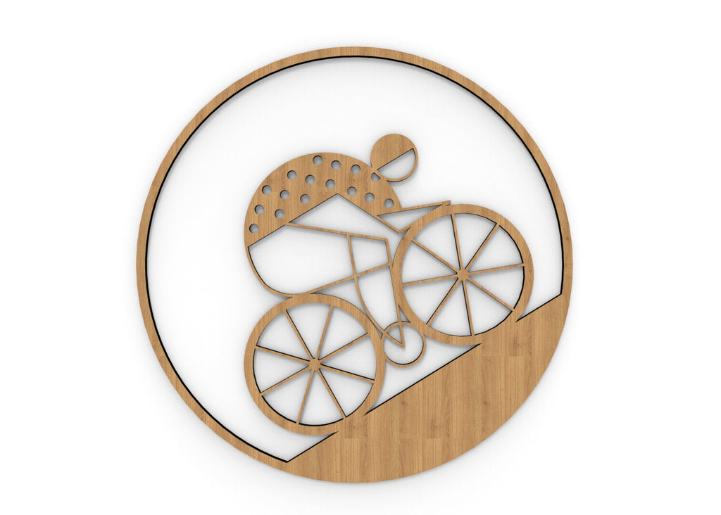 Ciclista | Figura geométrica | Decoración pared | Hecha en madera