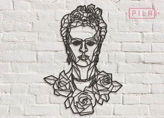 Frida | Figura geométrica | Decoración pared | Hecha en madera