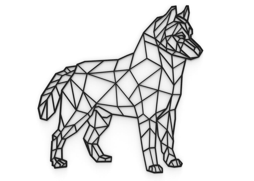 Siberian Husky | Figura geométrica | Decoración pared | Hecha en madera
