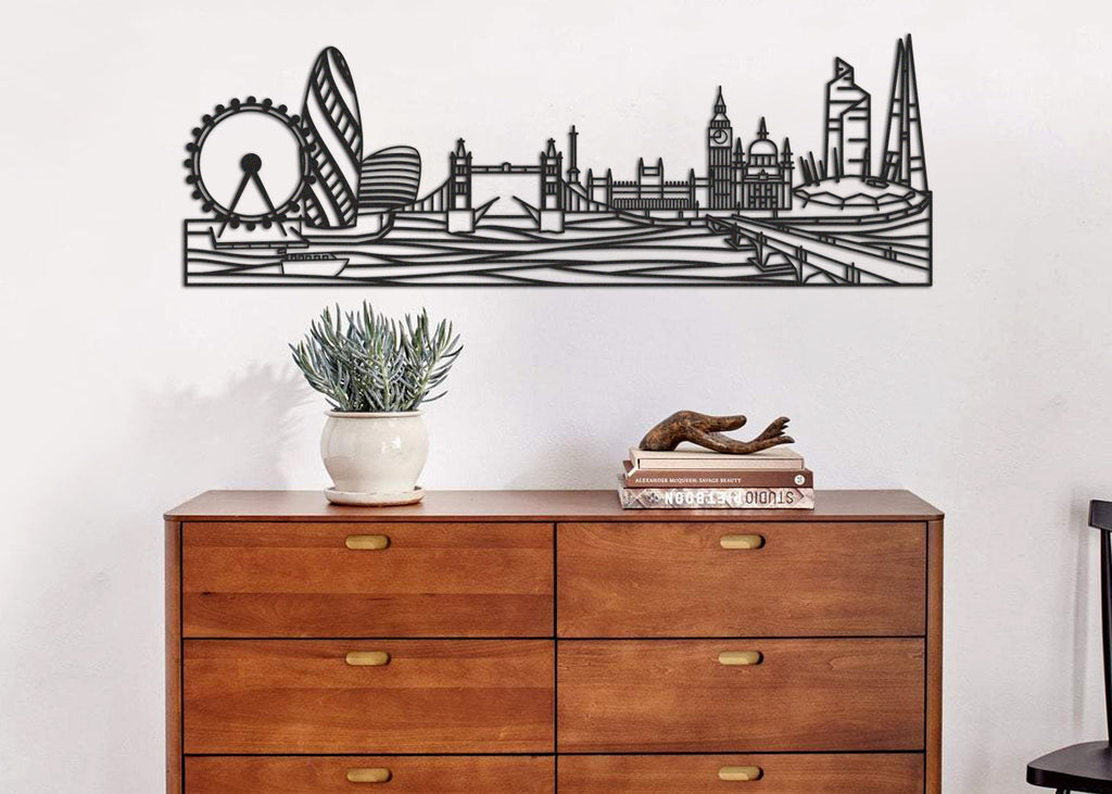 Skyline Londres | Figura geométrica | Decoración pared | Hecha en madera