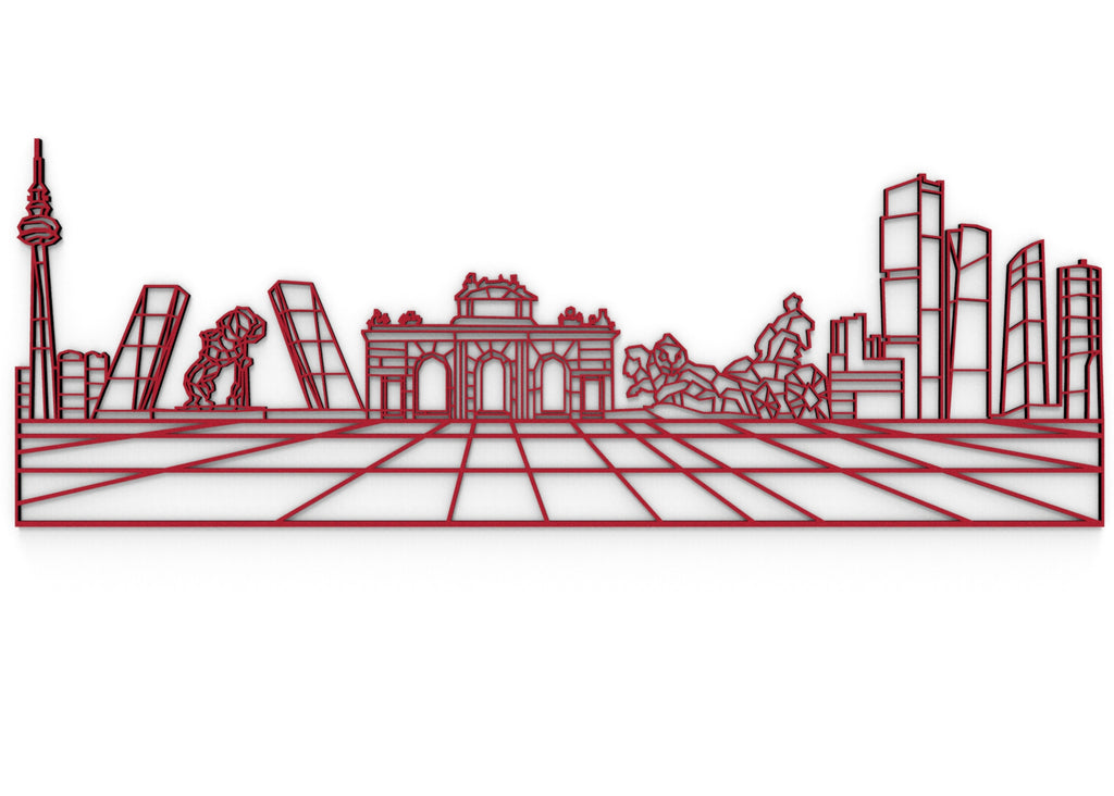 Skyline Madrid | Figura geométrica | Decoración pared | Hecha en madera