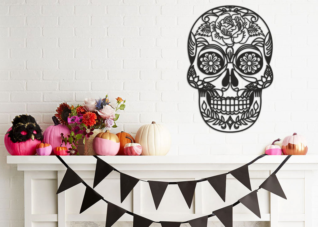 Calavera Mexicana 1 | Calaca  | Figura geométrica | Decoración pared | Hecha en madera