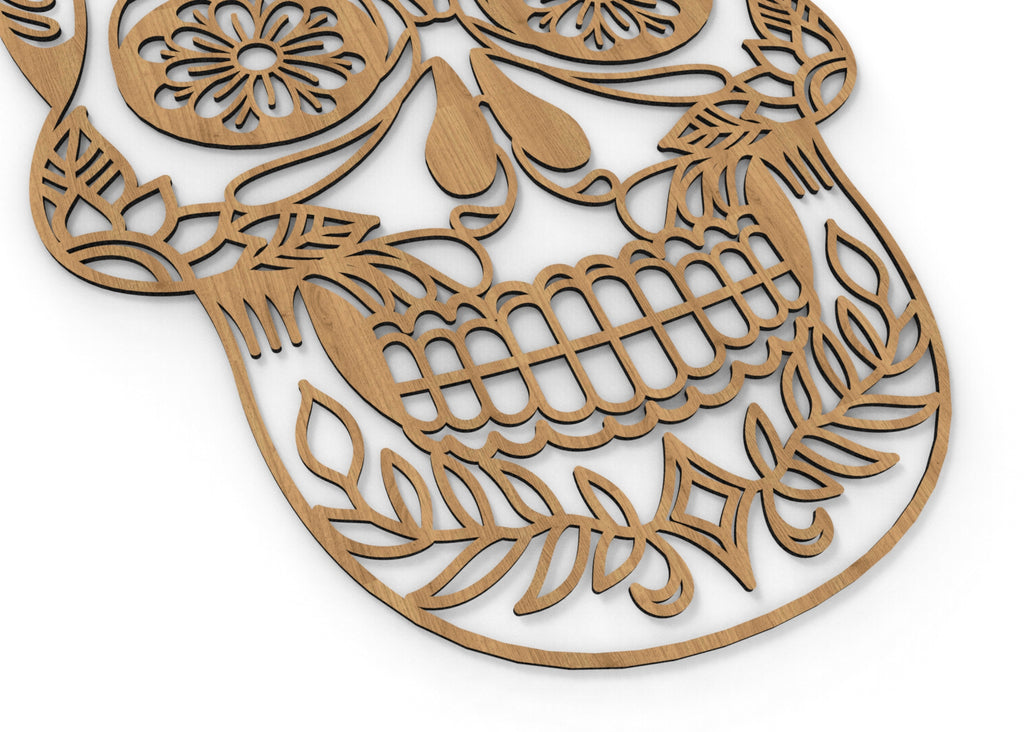 Calavera Mexicana 1 | Calaca  | Figura geométrica | Decoración pared | Hecha en madera