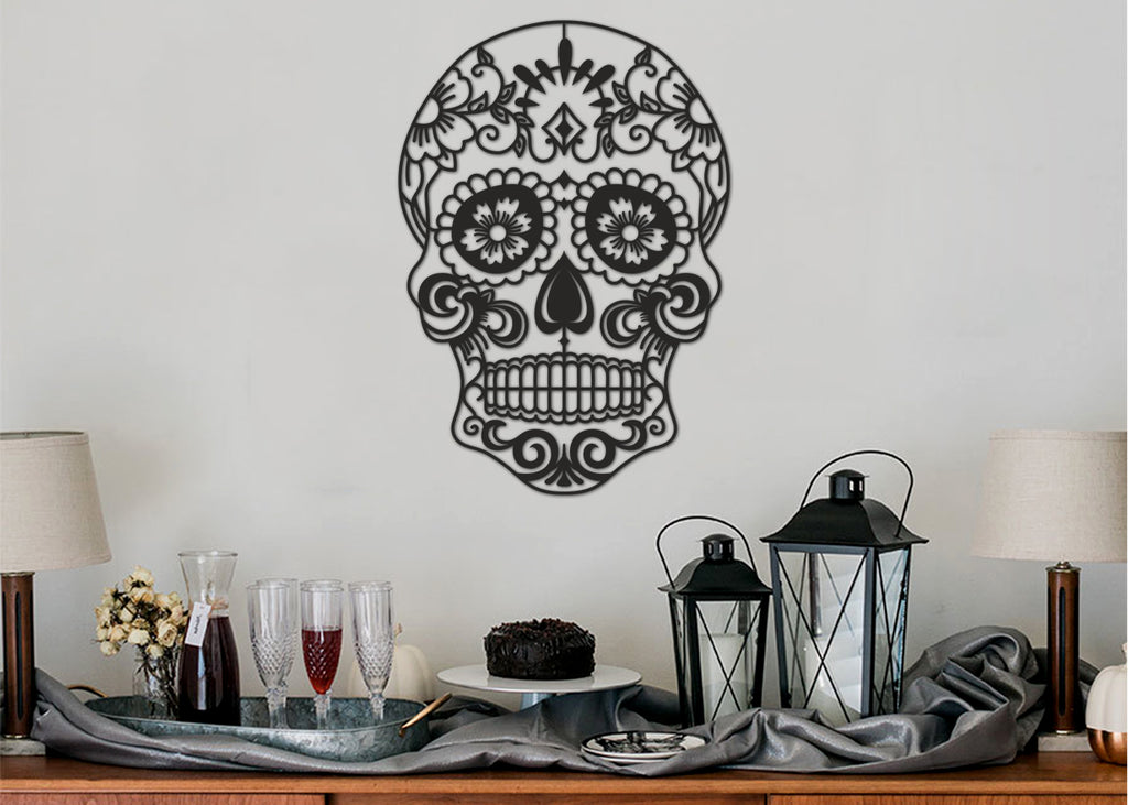 Calavera Mexicana 2 | Calaca  | Figura geométrica | Decoración pared | Hecha en madera