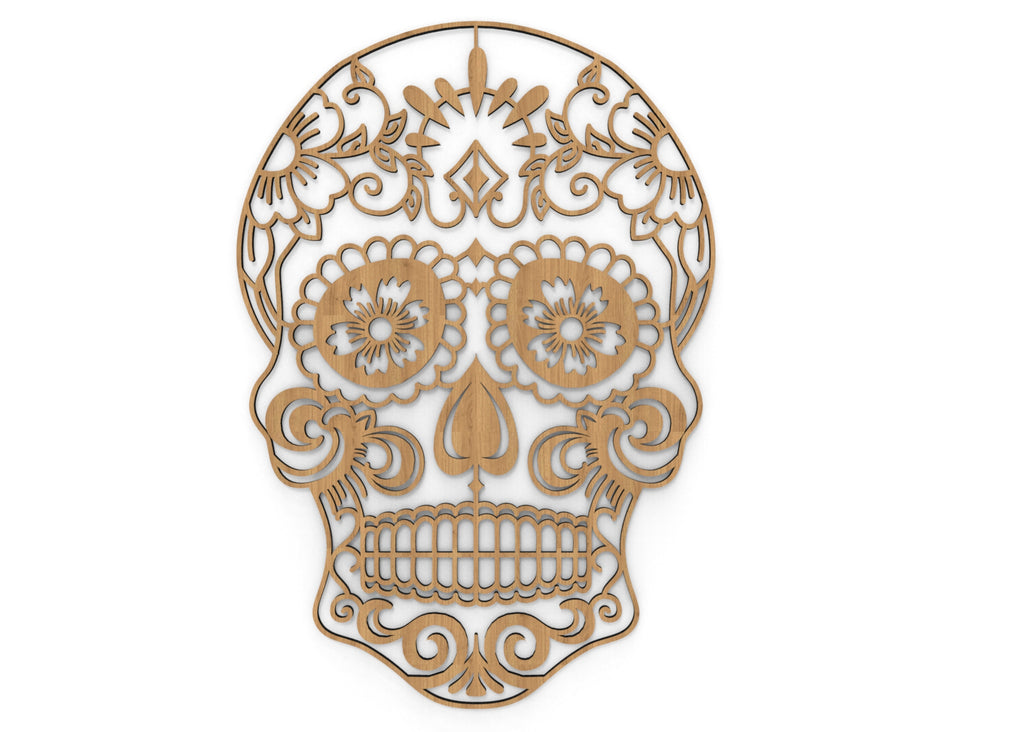 Calavera Mexicana 2 | Calaca  | Figura geométrica | Decoración pared | Hecha en madera