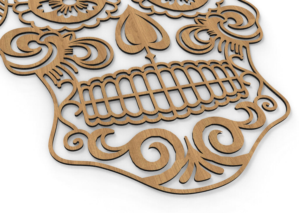 Calavera Mexicana 2 | Calaca  | Figura geométrica | Decoración pared | Hecha en madera