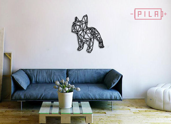 BullDog Frances | Figura geométrica | Decoración pared | Hecha en madera