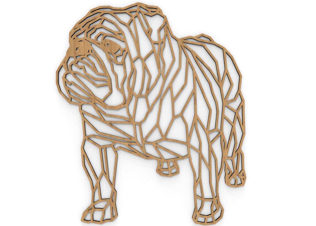 BullDog | Figura geométrica | Decoración pared | Hecha en madera