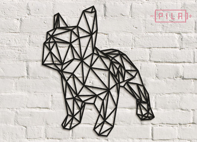 BullDog Frances | Figura geométrica | Decoración pared | Hecha en madera