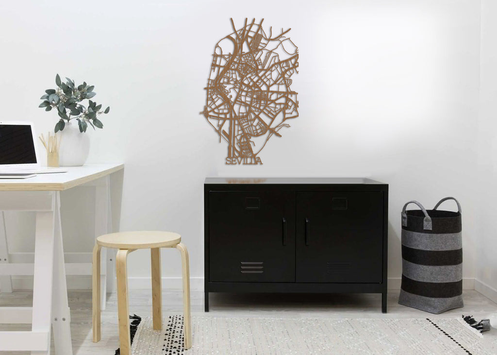 Callejero Sevilla | Figura geométrica | Decoración pared | Hecha en madera