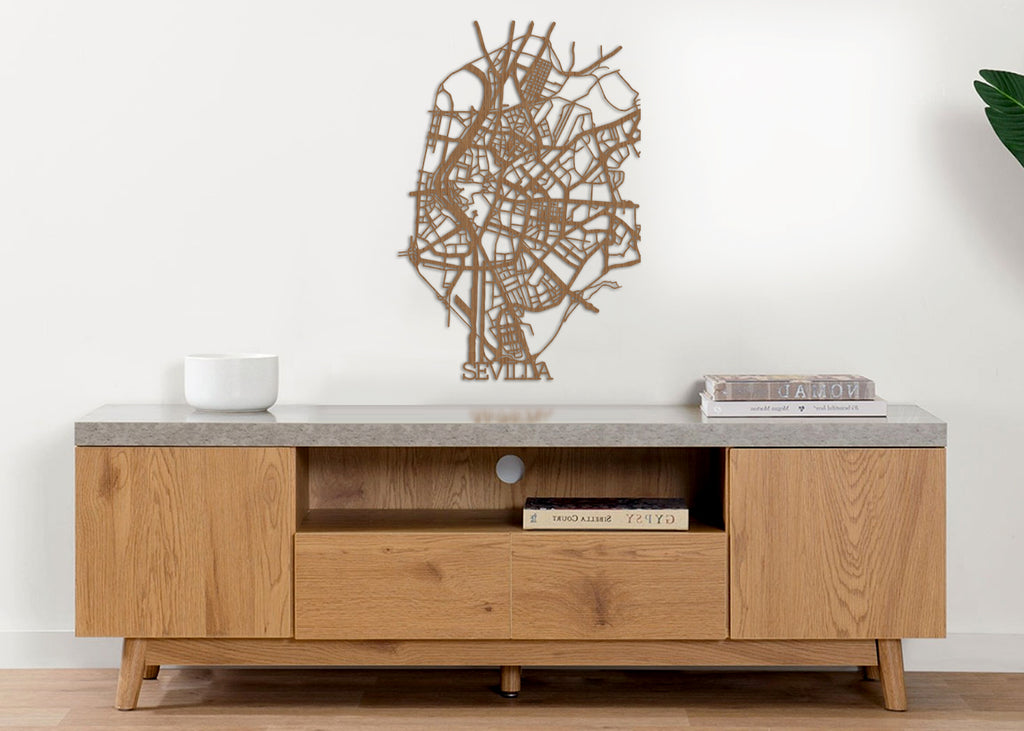 Callejero Sevilla | Figura geométrica | Decoración pared | Hecha en madera