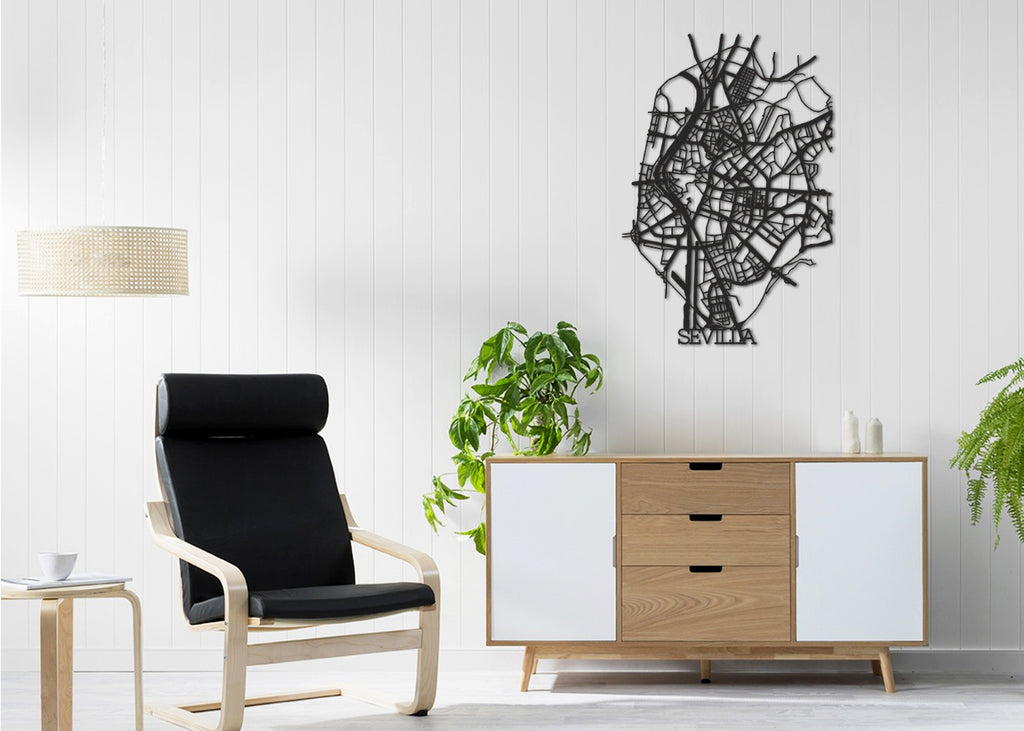 Callejero Sevilla | Figura geométrica | Decoración pared | Hecha en madera