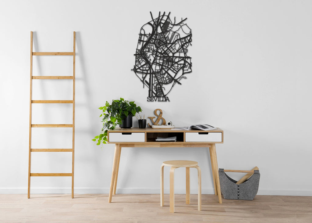 Callejero Sevilla | Figura geométrica | Decoración pared | Hecha en madera