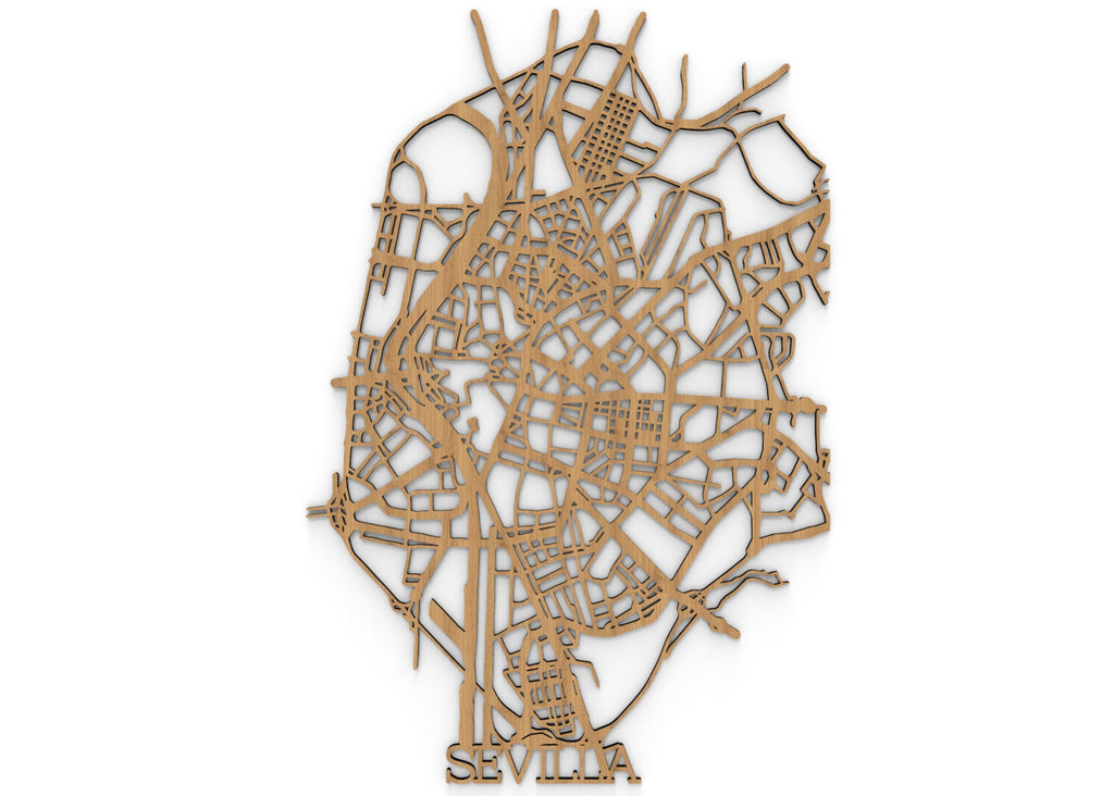Callejero Sevilla | Figura geométrica | Decoración pared | Hecha en madera