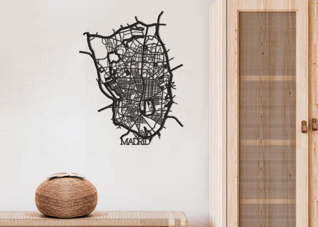 Callejero Madrid | Figura geométrica | Decoración pared | Hecha en madera