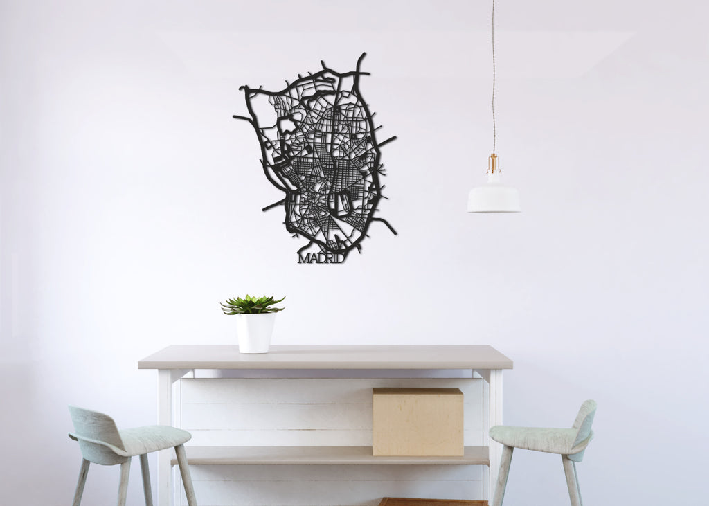 Callejero Madrid | Figura geométrica | Decoración pared | Hecha en madera