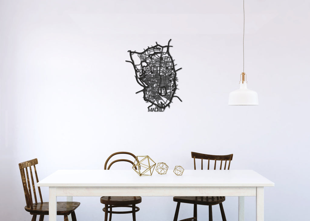 Callejero Madrid | Figura geométrica | Decoración pared | Hecha en madera
