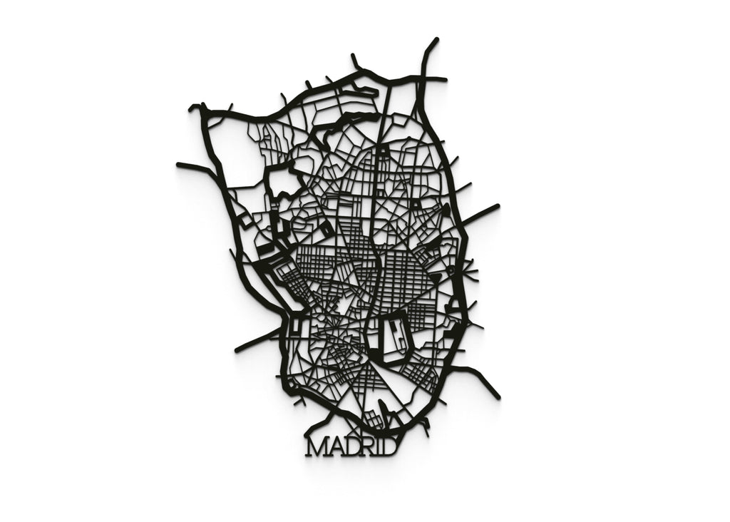 Callejero Madrid | Figura geométrica | Decoración pared | Hecha en madera