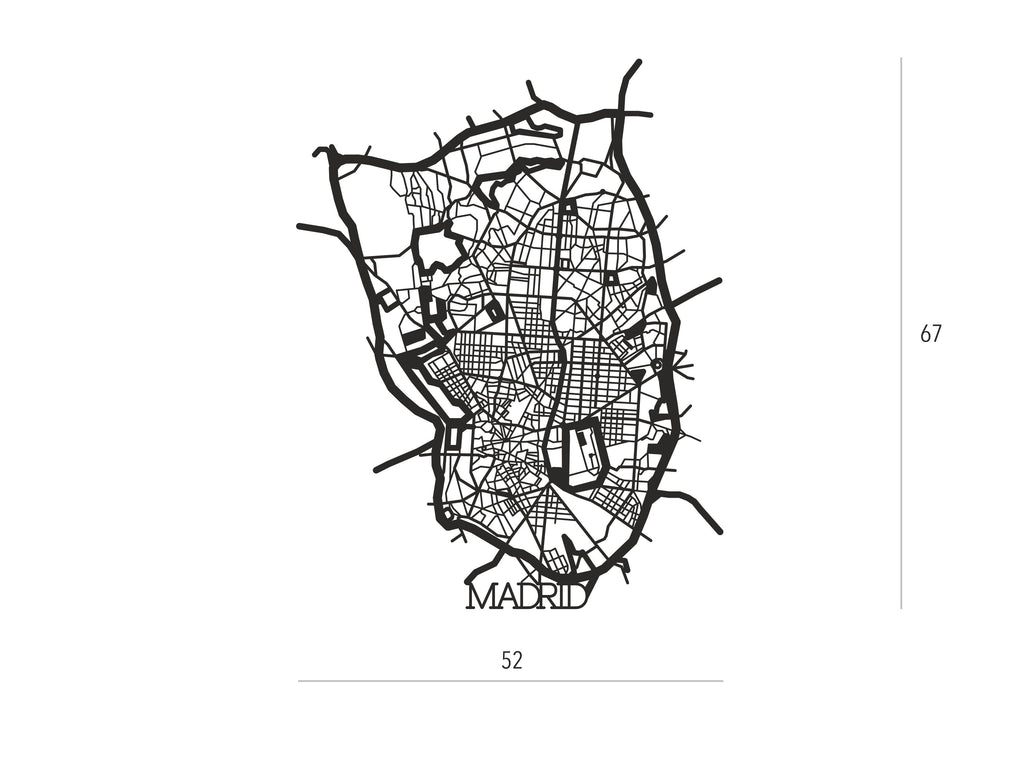 Callejero Madrid | Figura geométrica | Decoración pared | Hecha en madera
