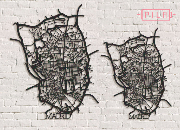 Callejero Madrid | Figura geométrica | Decoración pared | Hecha en madera