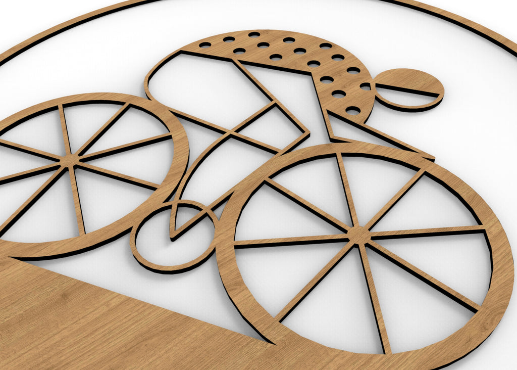 Ciclista | Figura geométrica | Decoración pared | Hecha en madera