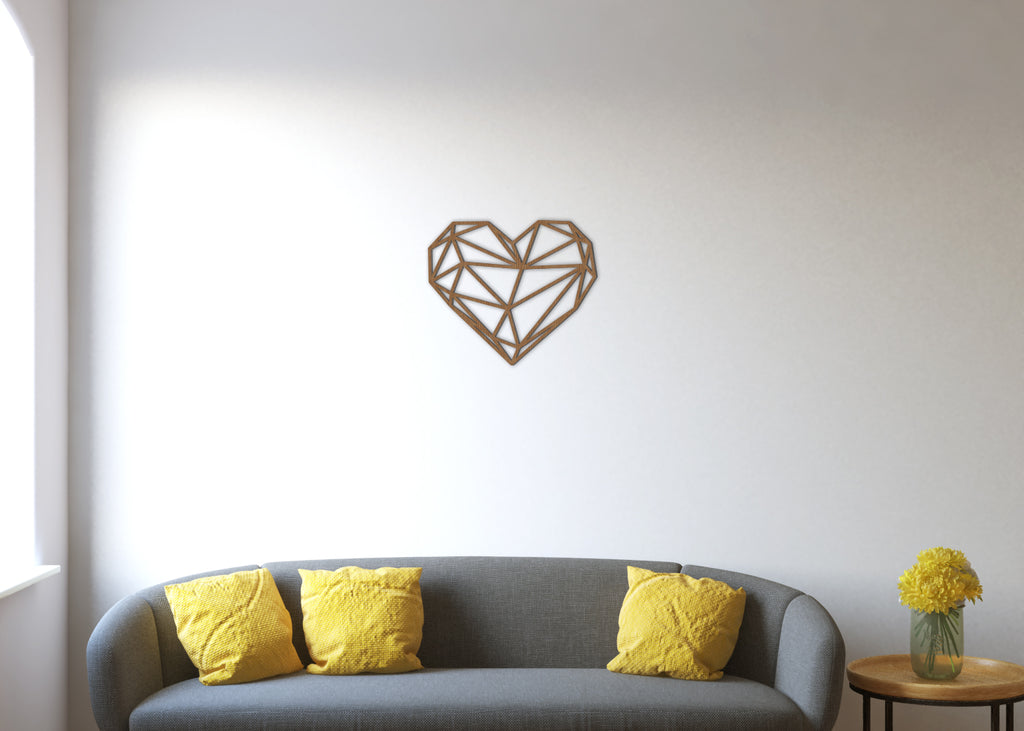 Corazón geométrico | Figura geométrica | Decoración pared | Hecha en madera