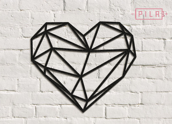 Corazón geométrico | Figura geométrica | Decoración pared | Hecha en madera