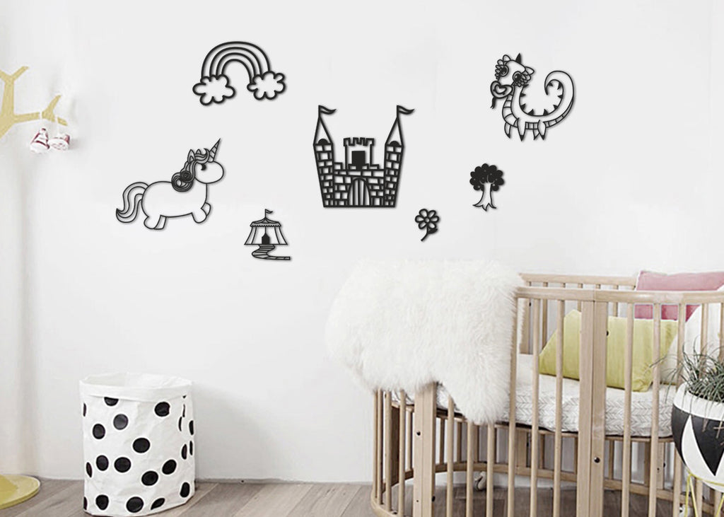 Cuento de hadas | Figura geométrica | Decoración pared | Hecha en madera