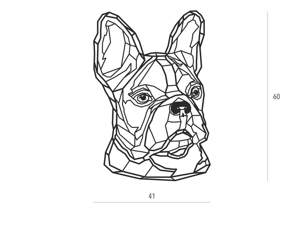 Frenchie | Figura geométrica | Decoración pared | Hecha en madera