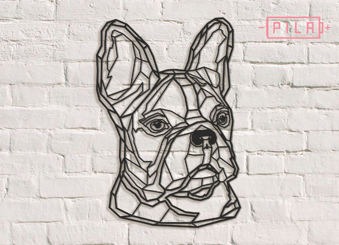 Frenchie | Figura geométrica | Decoración pared | Hecha en madera