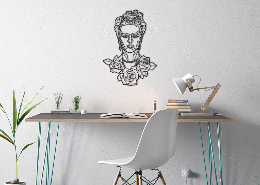 Frida | Figura geométrica | Decoración pared | Hecha en madera