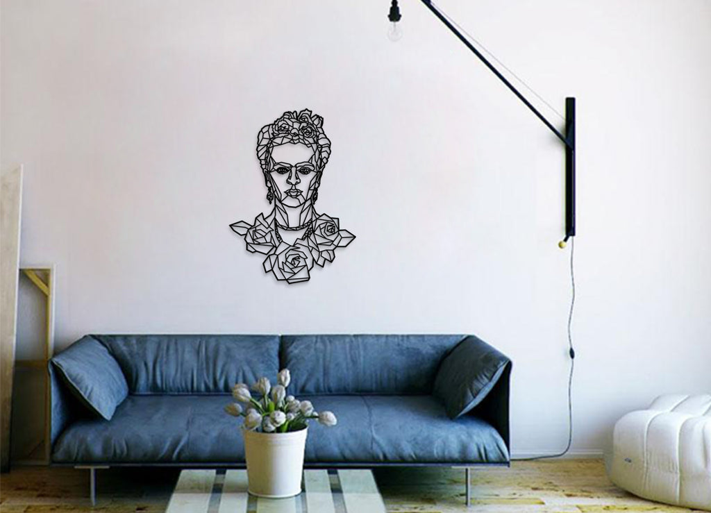 Frida | Figura geométrica | Decoración pared | Hecha en madera