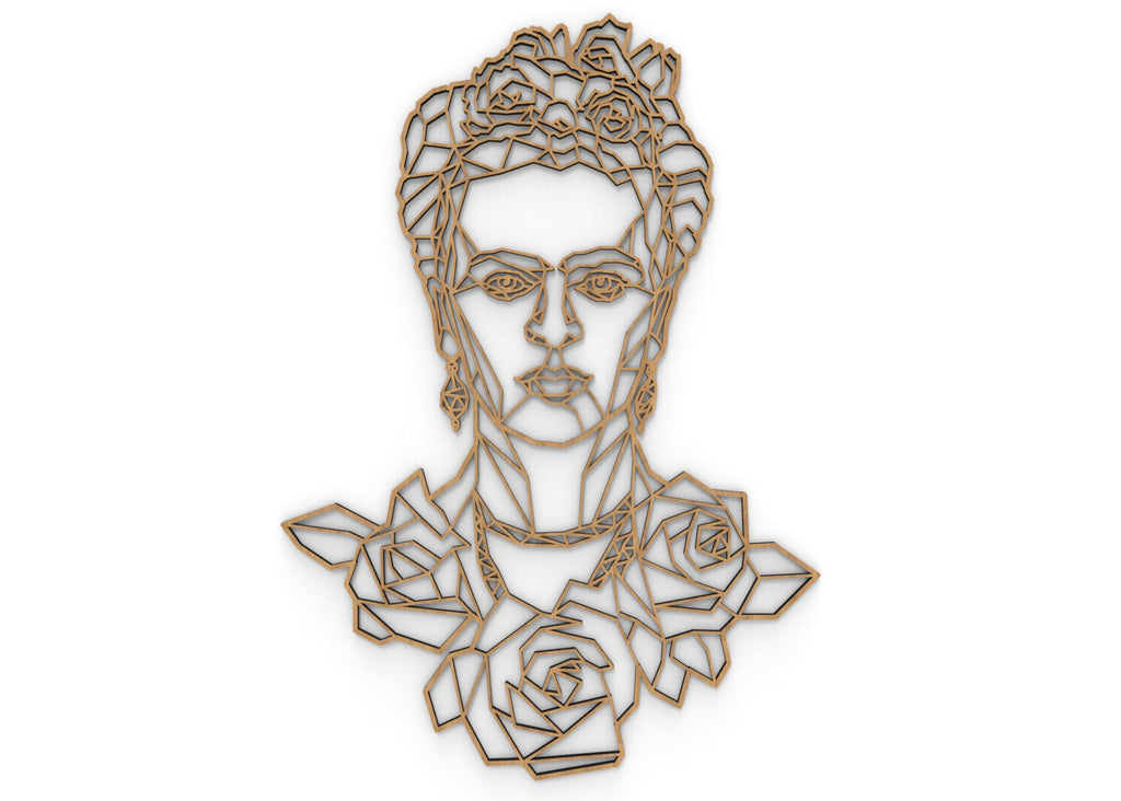 Frida | Figura geométrica | Decoración pared | Hecha en madera