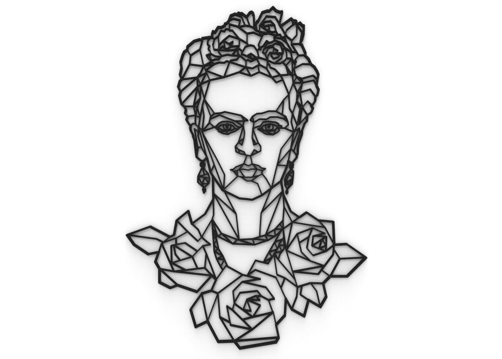 Frida | Figura geométrica | Decoración pared | Hecha en madera