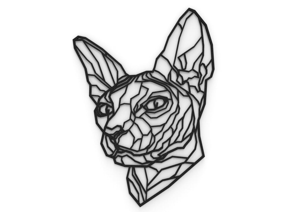 Gato esfinge | Figura geométrica | Decoración pared | Hecha en madera