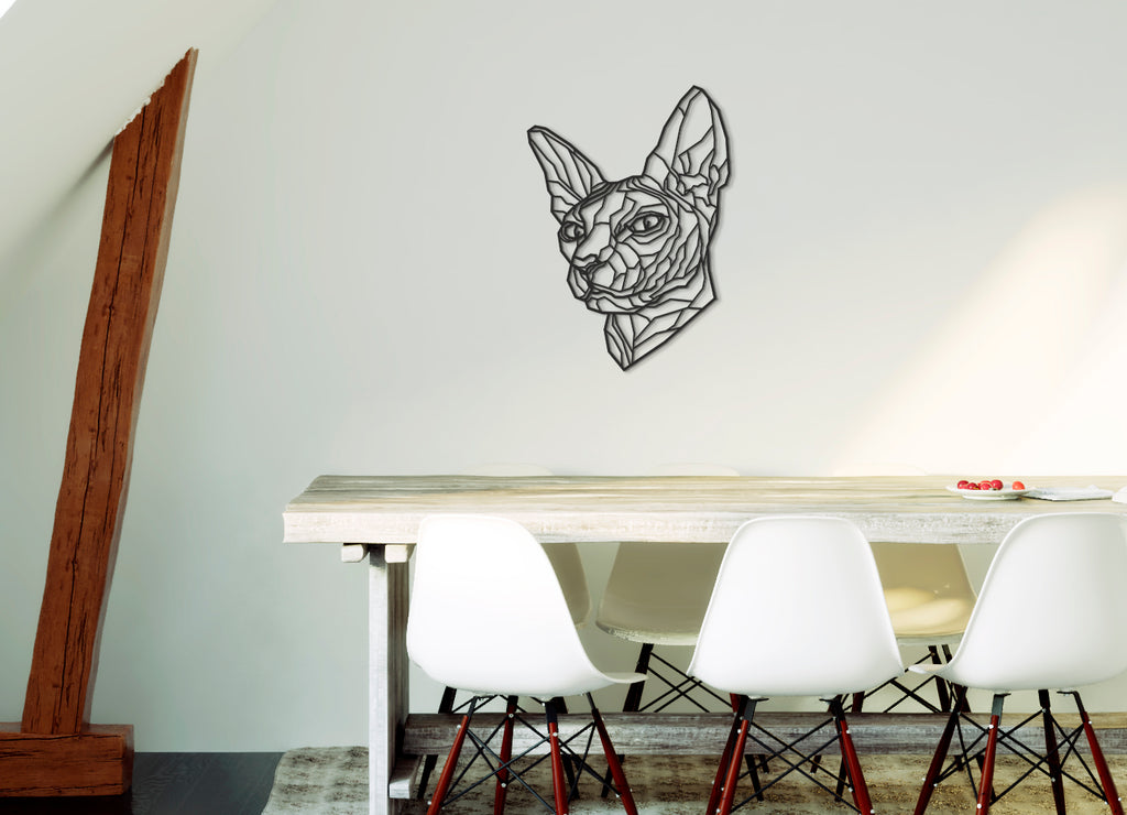 Gato esfinge | Figura geométrica | Decoración pared | Hecha en madera