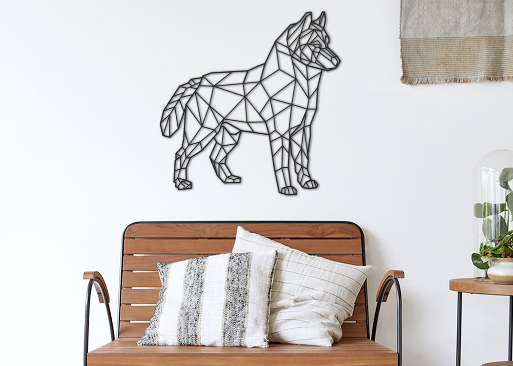 Siberian Husky | Figura geométrica | Decoración pared | Hecha en madera