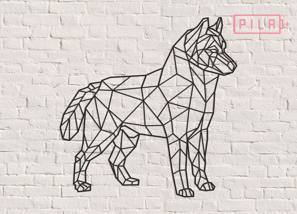 Siberian Husky | Figura geométrica | Decoración pared | Hecha en madera
