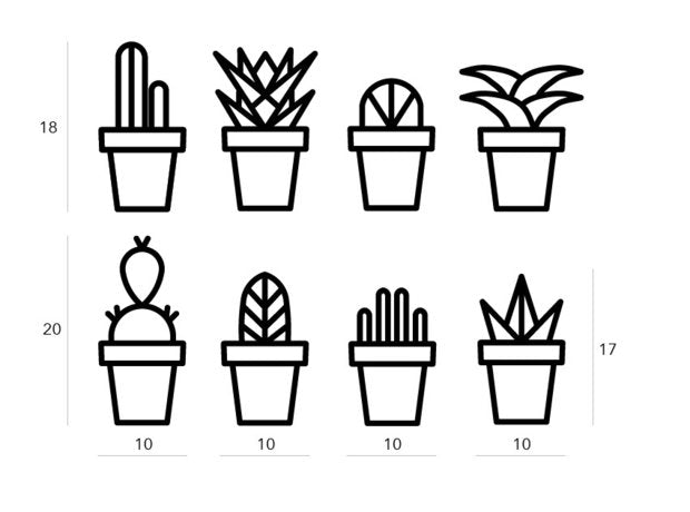 Cactus pequeños (8 uds) | Figura geométrica | Decoración pared | Hecha en madera
