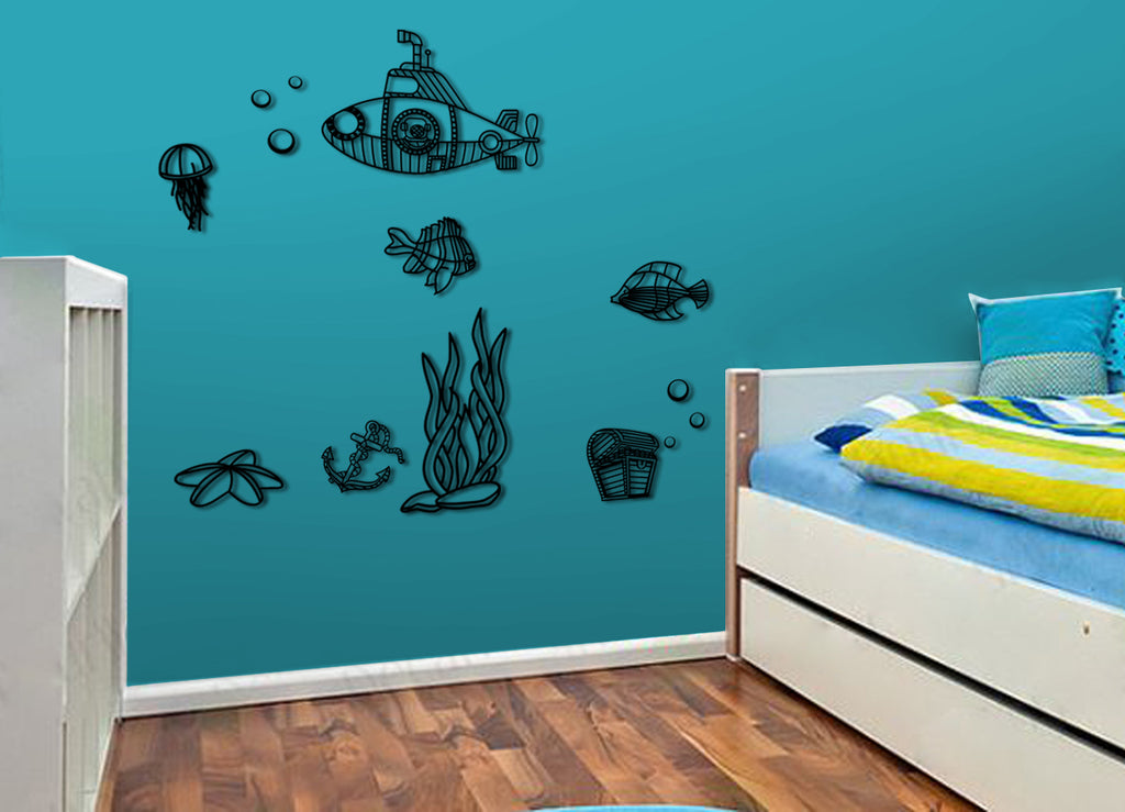 Océano | Figura geométrica | Decoración pared | Hecha en madera