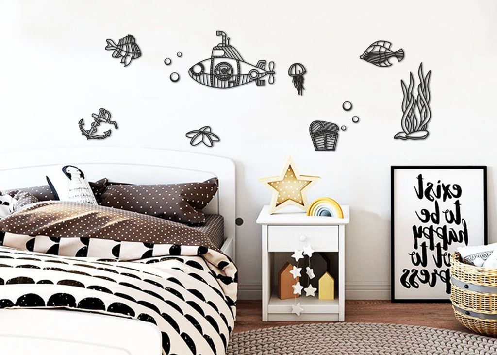 Océano | Figura geométrica | Decoración pared | Hecha en madera