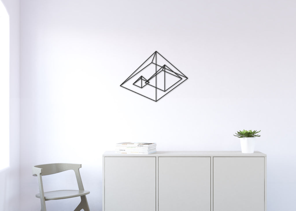 Pirámides | Figura geométrica | Decoración pared | Hecha en madera