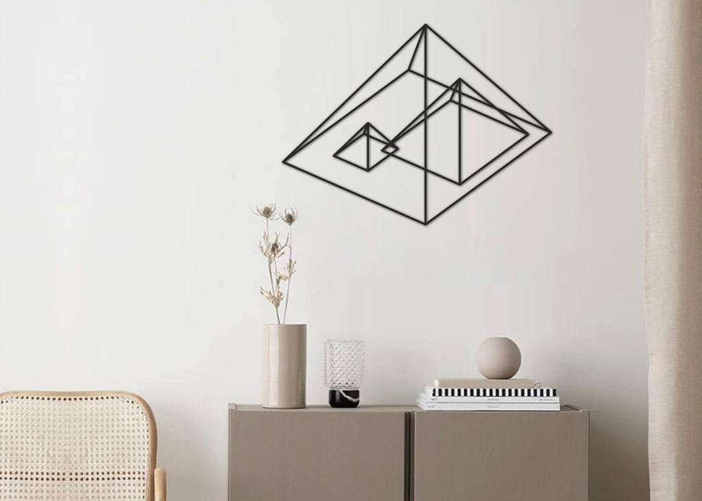 Pirámides | Figura geométrica | Decoración pared | Hecha en madera