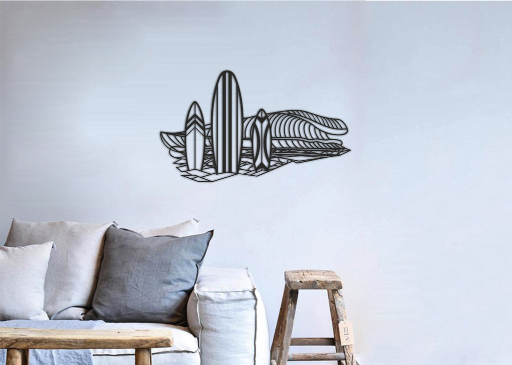 Playa Surf | Figura geométrica | Decoración pared | Hecha en madera