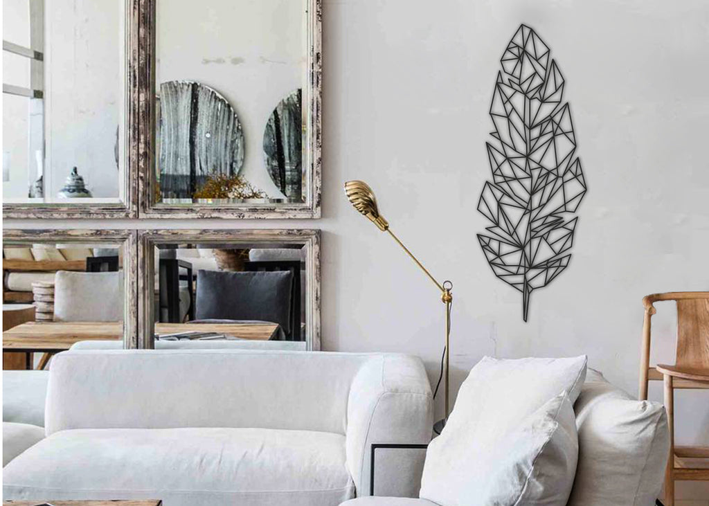 Pluma | Figura geométrica | Decoración pared | Hecha en madera