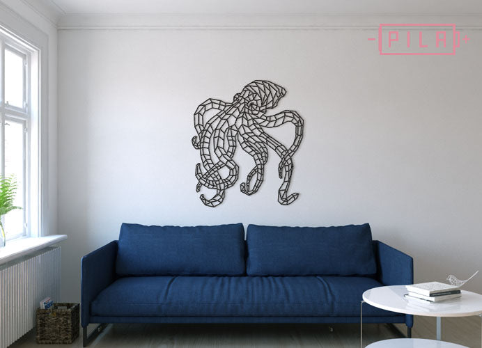 Pulpo | Figura geométrica | Decoración pared | Hecha en madera