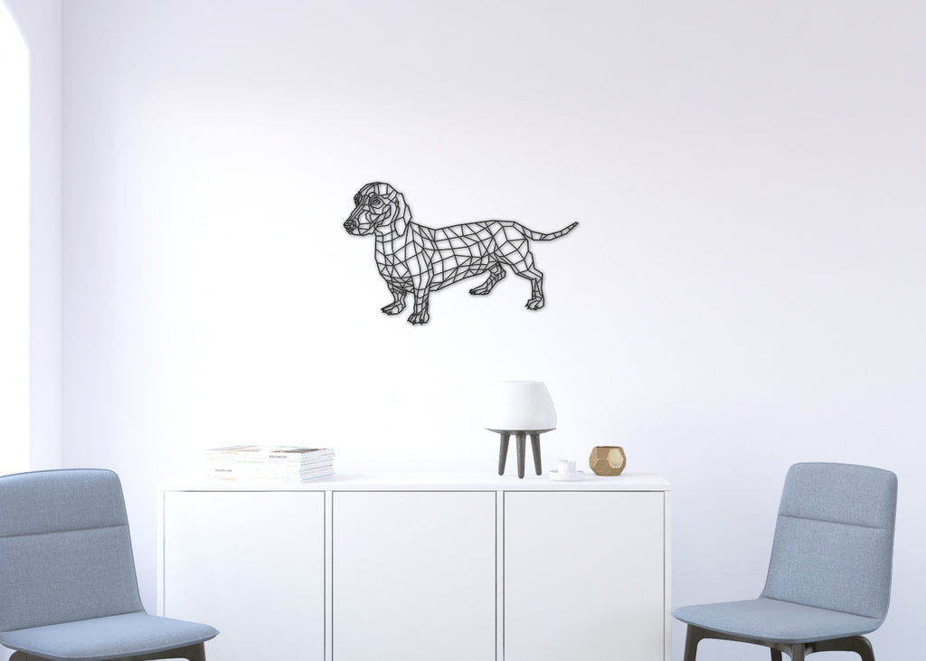 Teckel - Salchicha | Figura geométrica | Decoración pared | Hecha en madera